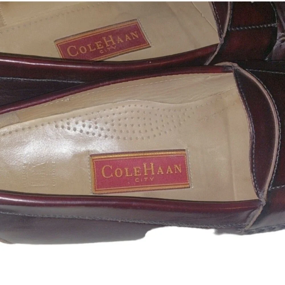 Men's Size 10 Cole Haan Kiltie Tasseled Brown Patent Leather Loafers